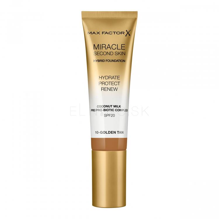 Max Factor Miracle Second Skin SPF20 Make-up pre ženy 30 ml Odtieň 10 Golden Tan