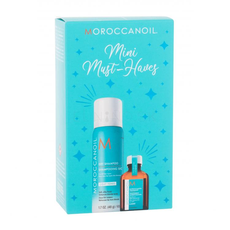 Moroccanoil Mini Must-Haves Darčeková kazeta olej na vlasy Treatment 15 ml + suchý šampón Dry Shampoo Light Tones 65 ml
