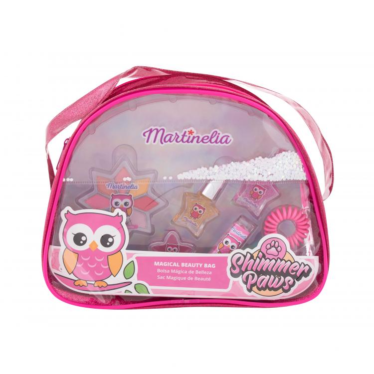 Martinelia Shimmer Paws Magical Beauty Bag Darčeková kazeta pre deti očné tiene 2,8 g + lesk na pery 2 g + rúž 1,8 g + lak na nechty 2 x 3 ml + gumička do vlasov + kozmetická taštička