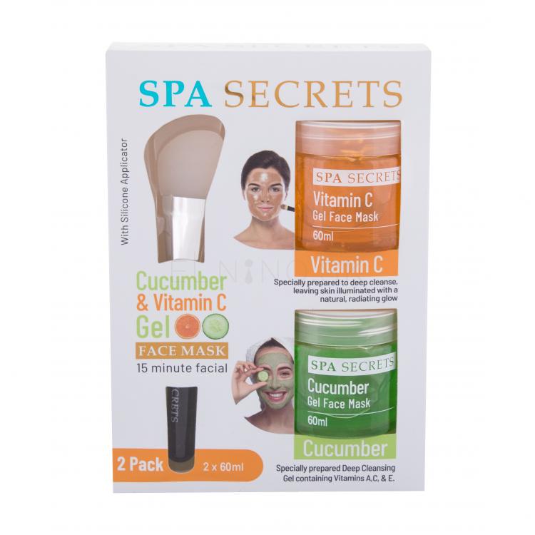 Xpel Spa Secrets Darčeková kazeta pre ženy pleťová maska Spa Secrets Cucumber Gel Face Mask 60 ml + pleťová maska Spa Secrets Vitamin C Gel Face Mask 60 ml + gelový aplikátor