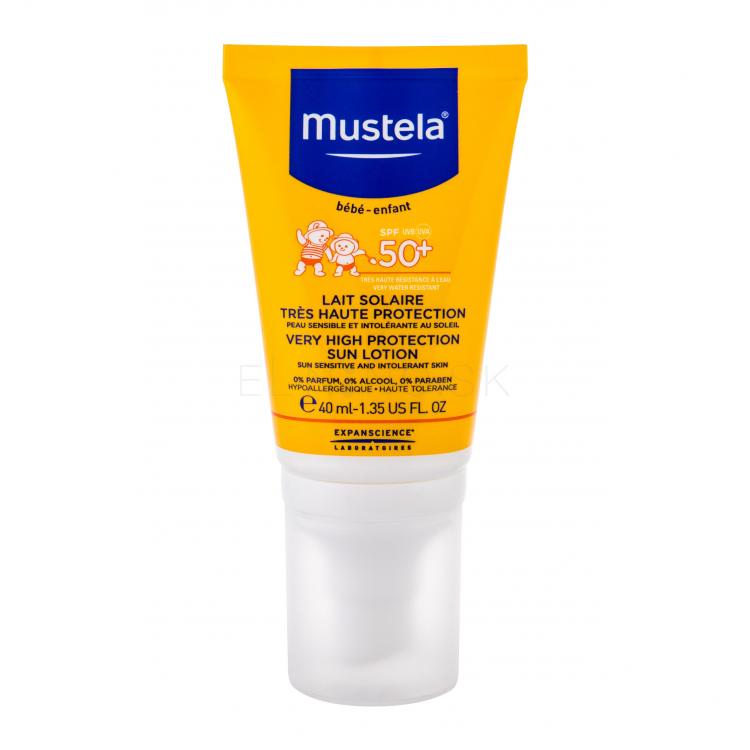 Mustela Solaires Very High Protection Sun Lotion SPF50 Opaľovací prípravok na telo pre deti 40 ml poškodená krabička