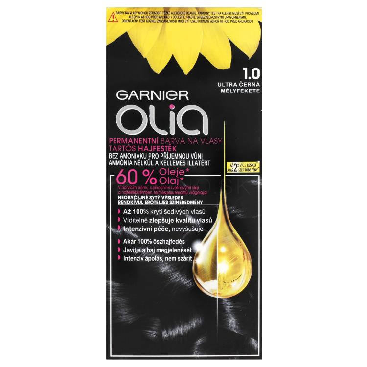Garnier Olia Permanent Hair Color Farba na vlasy pre ženy 50 g Odtieň 1,0 Deep Black