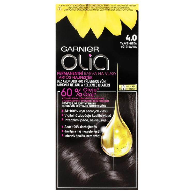 Garnier Olia Permanent Hair Color Farba na vlasy pre ženy 50 g Odtieň 4,0 Dark Brown