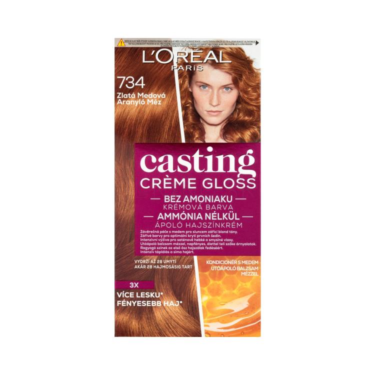 L&#039;Oréal Paris Casting Creme Gloss Farba na vlasy pre ženy 48 ml Odtieň 734 Golden Honey