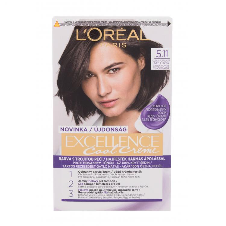 L´Oréal Paris Excellence Cool Creme Farba na vlasy pre ženy 48 ml Odtieň 5,11 Ultra Ash Light Brown