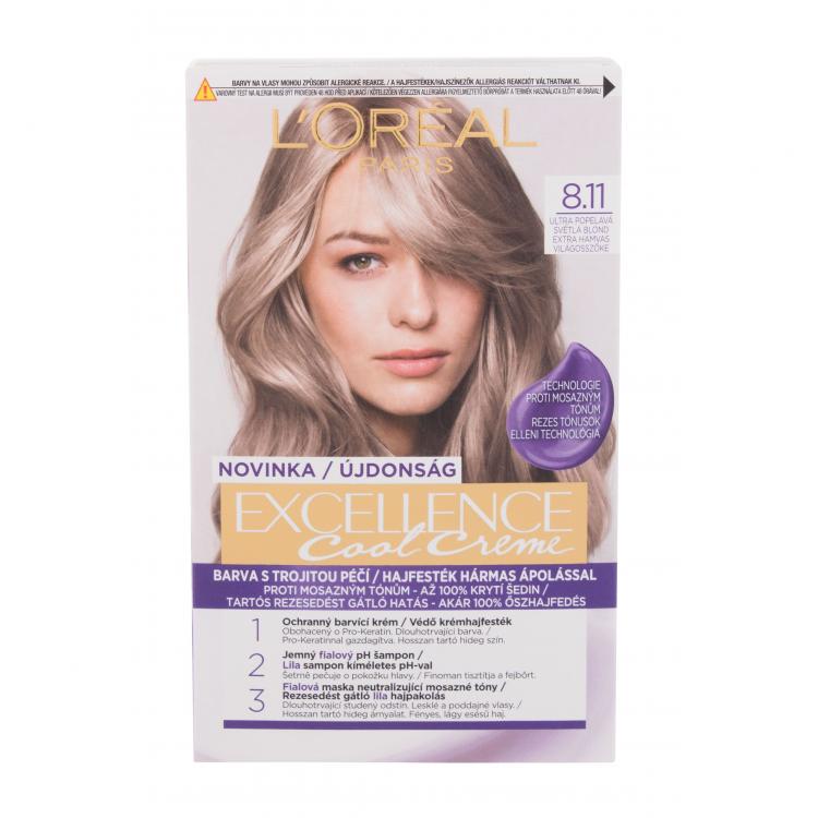 L´Oréal Paris Excellence Cool Creme Farba na vlasy pre ženy 48 ml Odtieň 8,11 Ultra Ash Light Blond