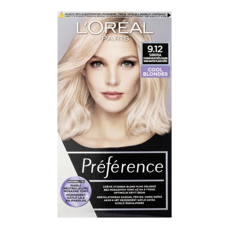 L&#039;Oréal Paris Préférence Cool Blondes Farba na vlasy pre ženy 60 ml Odtieň 9.12 Siberia
