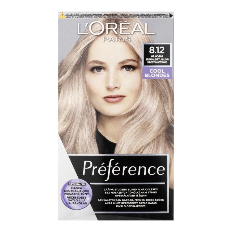 L&#039;Oréal Paris Préférence Cool Blondes Farba na vlasy pre ženy 60 ml Odtieň 8,12 Alaska