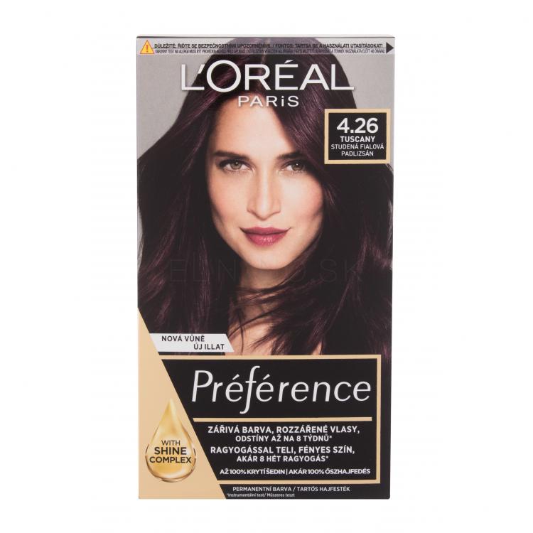 L&#039;Oréal Paris Préférence Farba na vlasy pre ženy 60 ml Odtieň 4,26 Tuscany