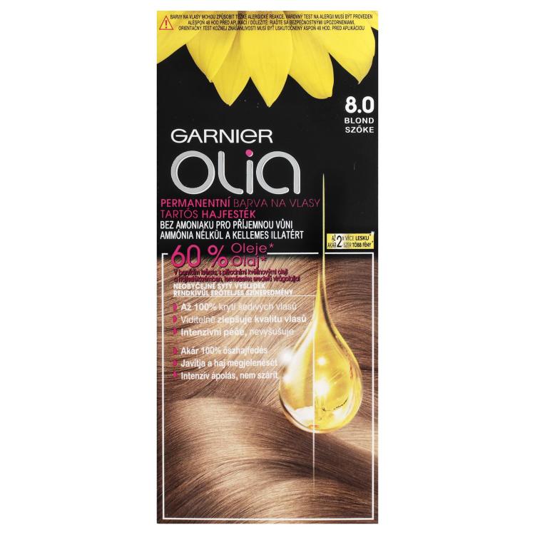 Garnier Olia Permanent Hair Color Farba na vlasy pre ženy 50 g Odtieň 8,0 Blond