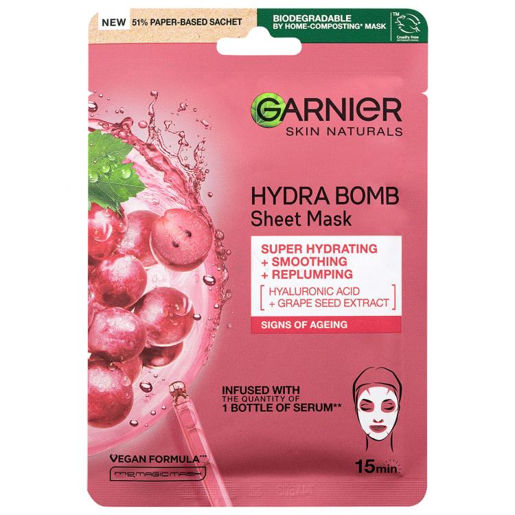 Garnier Skin Naturals Hydra Bomb Natural Origin Grape Seed Extract Pleťová maska pre ženy 1 ks