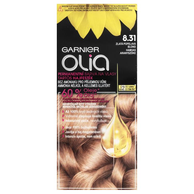 Garnier Olia Permanent Hair Color Farba na vlasy pre ženy 50 g Odtieň 8,31 Golden Ashy Blonde