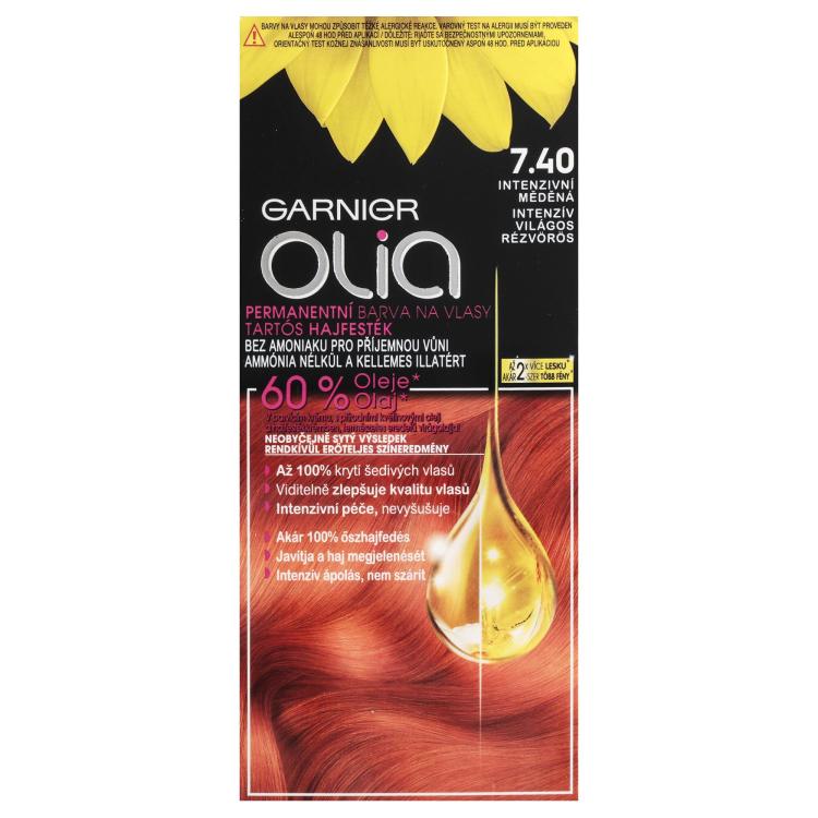 Garnier Olia Permanent Hair Color Farba na vlasy pre ženy 50 g Odtieň 7,40 Intense Copper