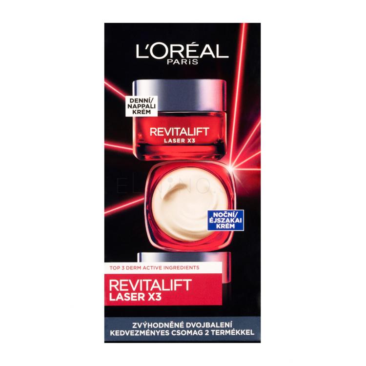 L&#039;Oréal Paris Revitalift Laser X3 Day Cream Darčeková kazeta denný pleťový krém Revitalift Laser X3 50 ml + nočný pleťový krém Revitalift Laser X3 50 ml