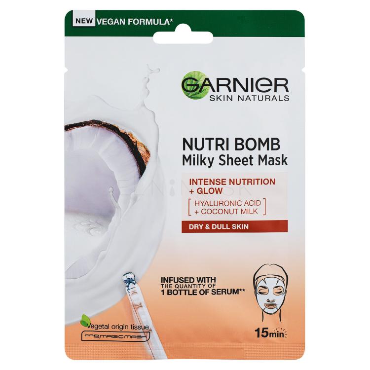 Garnier Skin Naturals Nutri Bomb Coconut + Hyaluronic Acid Pleťová maska pre ženy 1 ks