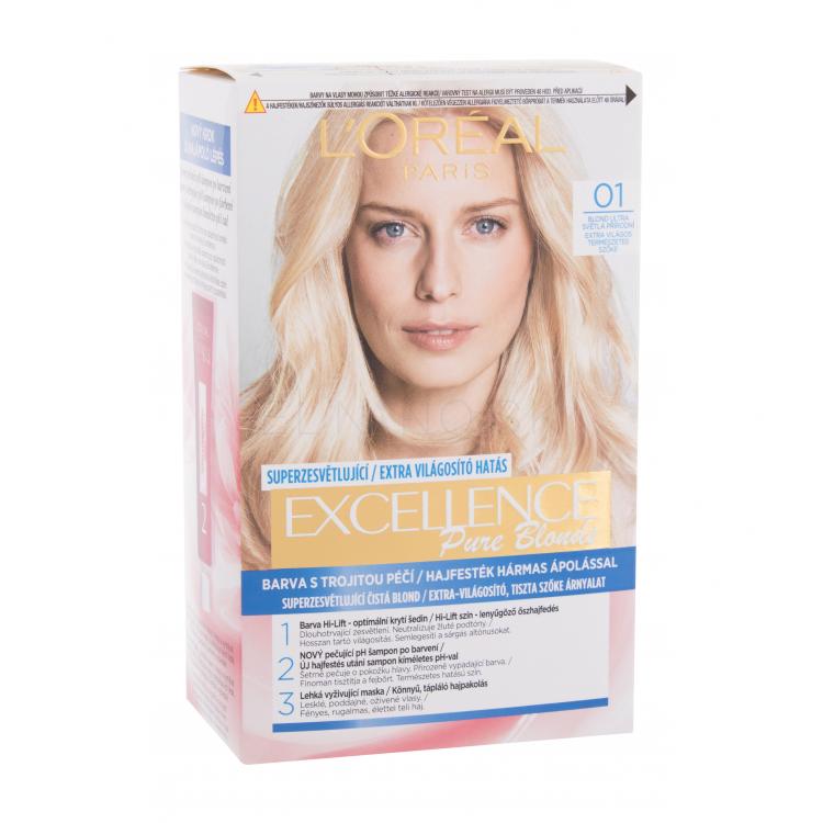 L&#039;Oréal Paris Excellence Creme Triple Protection Farba na vlasy pre ženy 48 ml Odtieň 01 Lightest Natural Blonde poškodená krabička