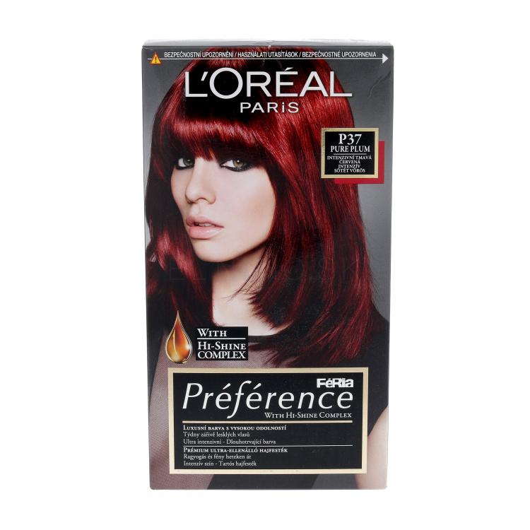L&#039;Oréal Paris Préférence Féria Farba na vlasy pre ženy 60 ml Odtieň P37 Pure Plum poškodená krabička