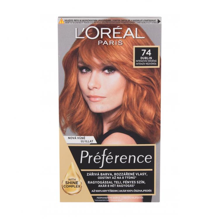 L&#039;Oréal Paris Préférence Féria Farba na vlasy pre ženy 60 ml Odtieň 74 Dublin poškodená krabička
