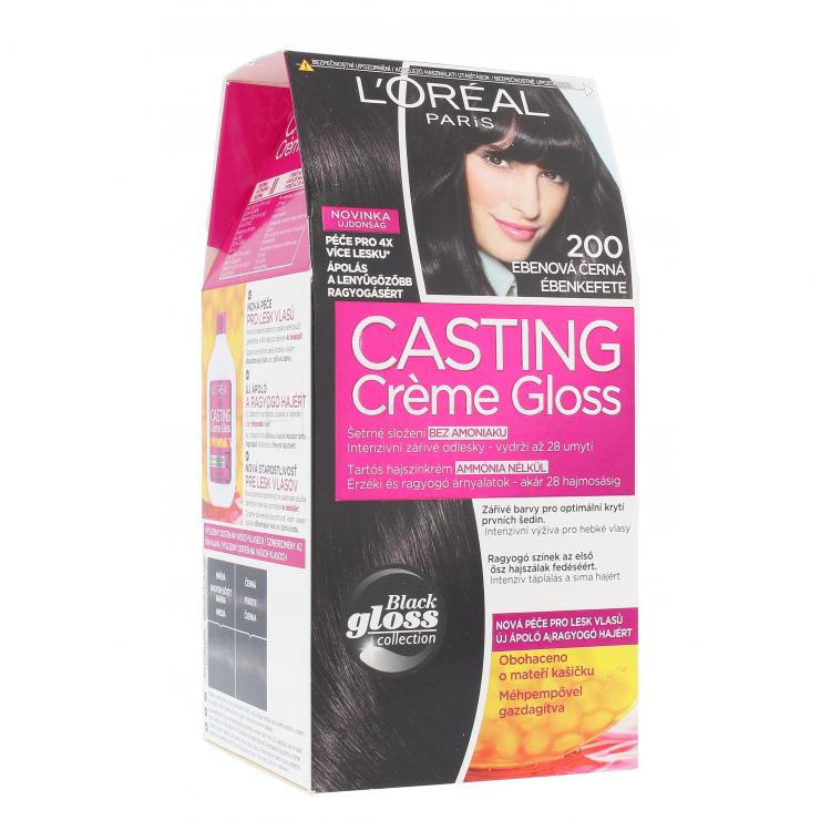 L´Oréal Paris Casting Creme Gloss Farba na vlasy pre ženy 48 ml Odtieň 200 Ebony Black poškodená krabička