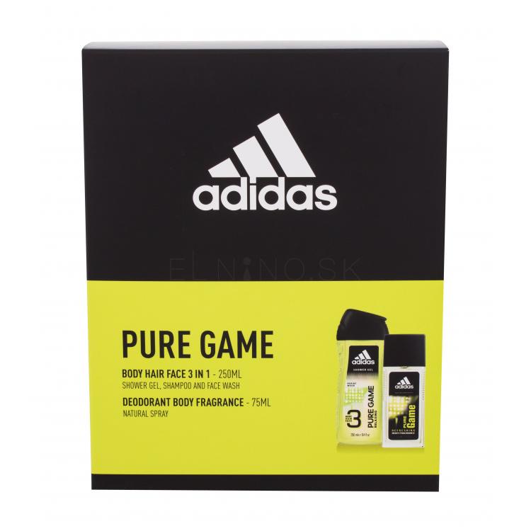 Adidas Pure Game Darčeková kazeta deospray 75 ml + sprchovací gél 250 ml poškodená krabička