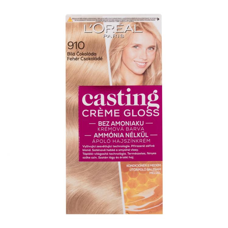 L&#039;Oréal Paris Casting Creme Gloss Farba na vlasy pre ženy 48 ml Odtieň 910 White Chocolate poškodená krabička