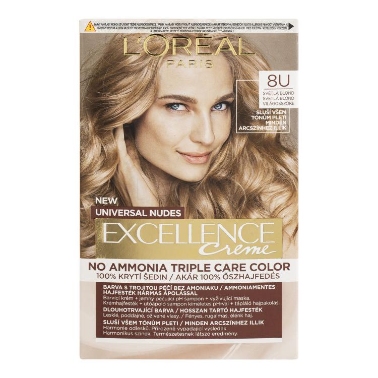 L&#039;Oréal Paris Excellence Creme Triple Protection Farba na vlasy pre ženy 48 ml Odtieň 8U Light Blonde