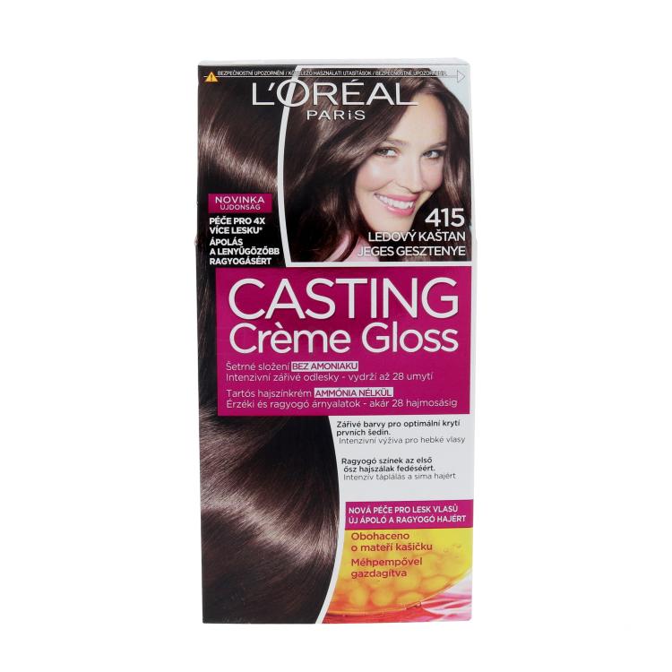 L&#039;Oréal Paris Casting Creme Gloss Farba na vlasy pre ženy 48 ml Odtieň 415 Iced Chestnut poškodená krabička