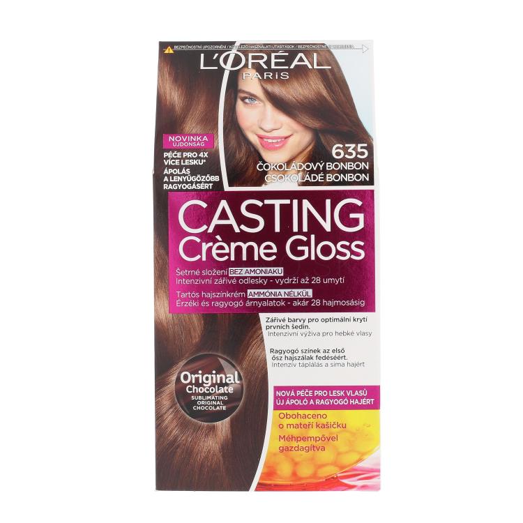 L&#039;Oréal Paris Casting Creme Gloss Farba na vlasy pre ženy 48 ml Odtieň 635 Chocolate Bonbon poškodená krabička