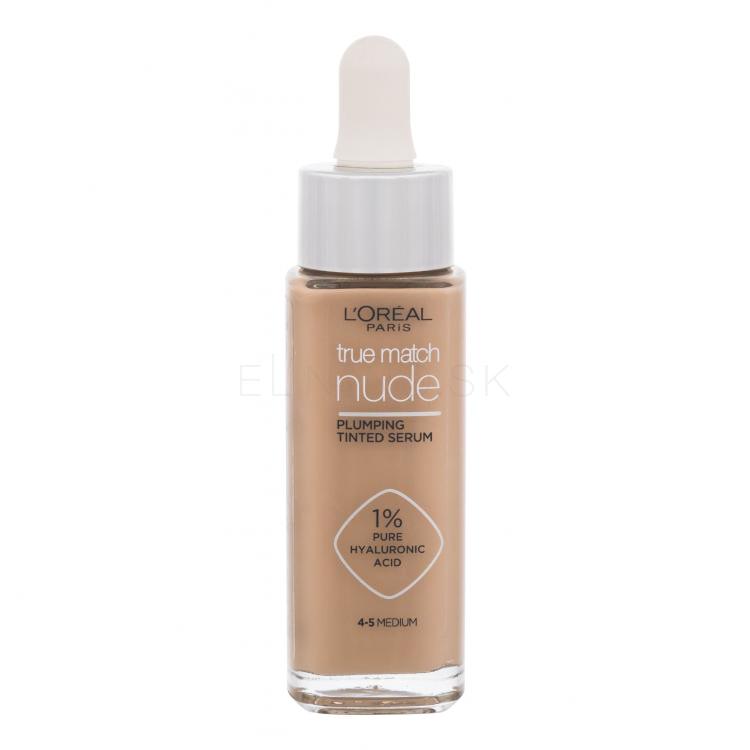 L'Oréal Paris True Match Nude Plumping Tinted Serum Make-up pre ženy 30 ml Odtieň 4-5 Medium