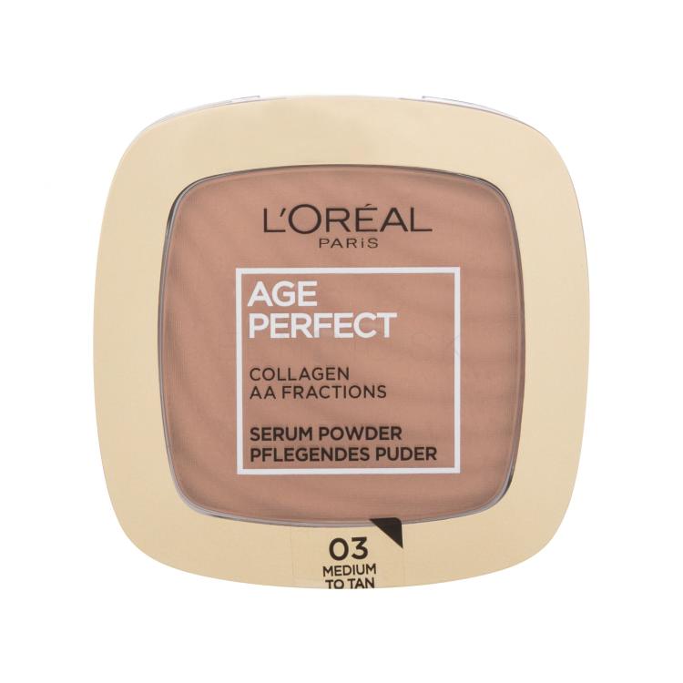 L&#039;Oréal Paris Age Perfect Serum Powder Púder pre ženy 9 g Odtieň 03 Medium To Tan