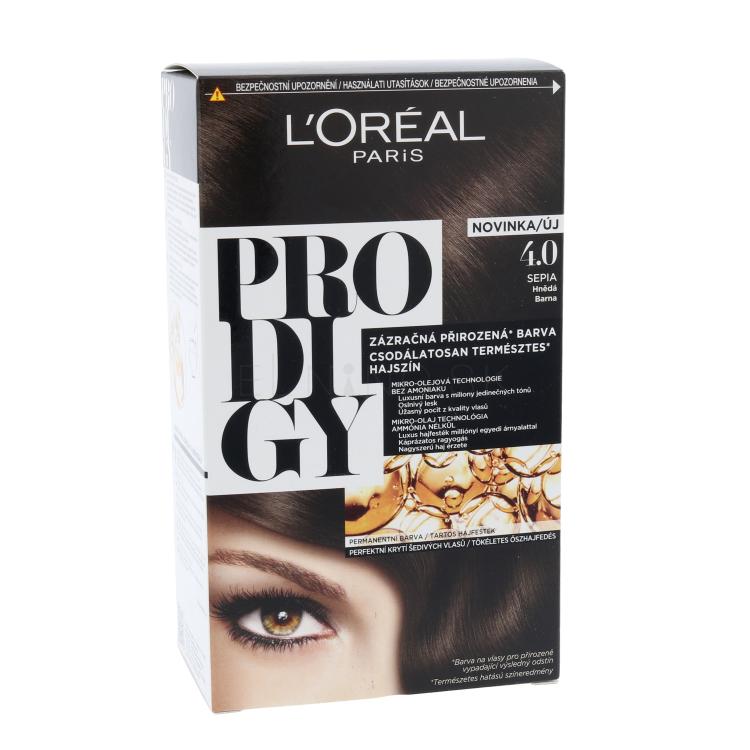 L&#039;Oréal Paris Prodigy Farba na vlasy pre ženy 1 ks Odtieň 4.0 Sepia