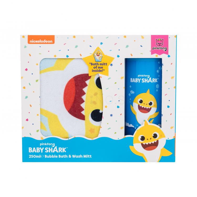 Pinkfong Baby Shark Gift Set Darčeková kazeta pena do kúpeľa 250 ml + rukavice na umývanie