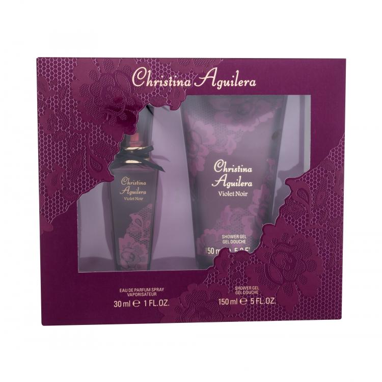 Christina Aguilera Violet Noir Darčeková kazeta parfumovaná voda 30 ml + sprchovací gél 150 ml