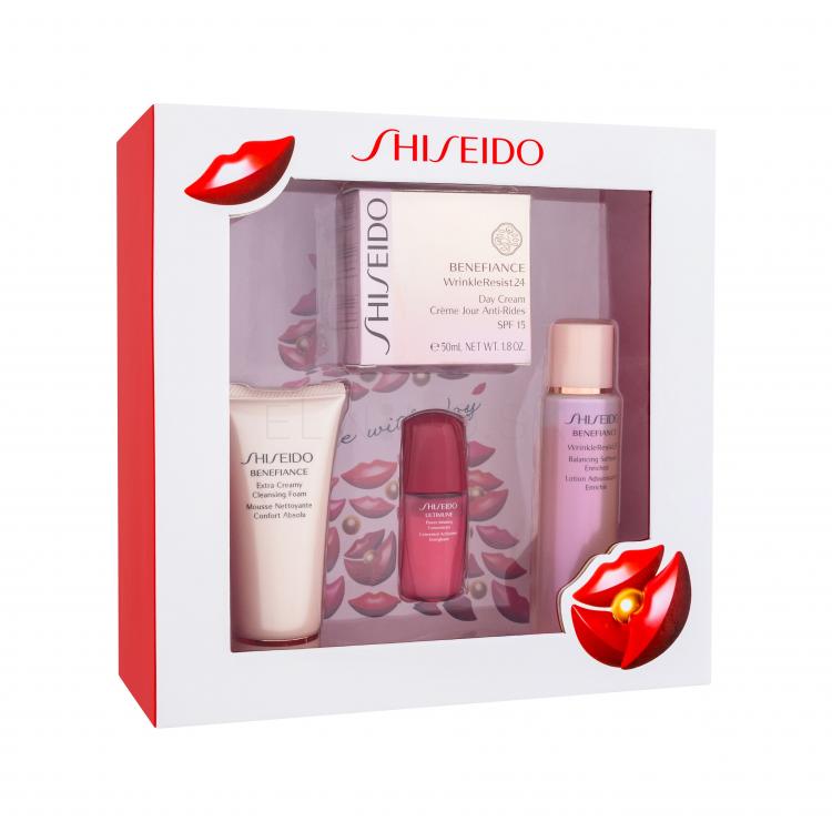 Shiseido Benefiance Wrinkle Resist 24 Darčeková kazeta 50ml Wrinkle Resist 24 Day Cream SPF15 + 50ml Cleansing Foam + 75ml Wrinkle Resist 24 Bal.Softener Enriched + 10ml Ultimune Power Infusing Concentrate