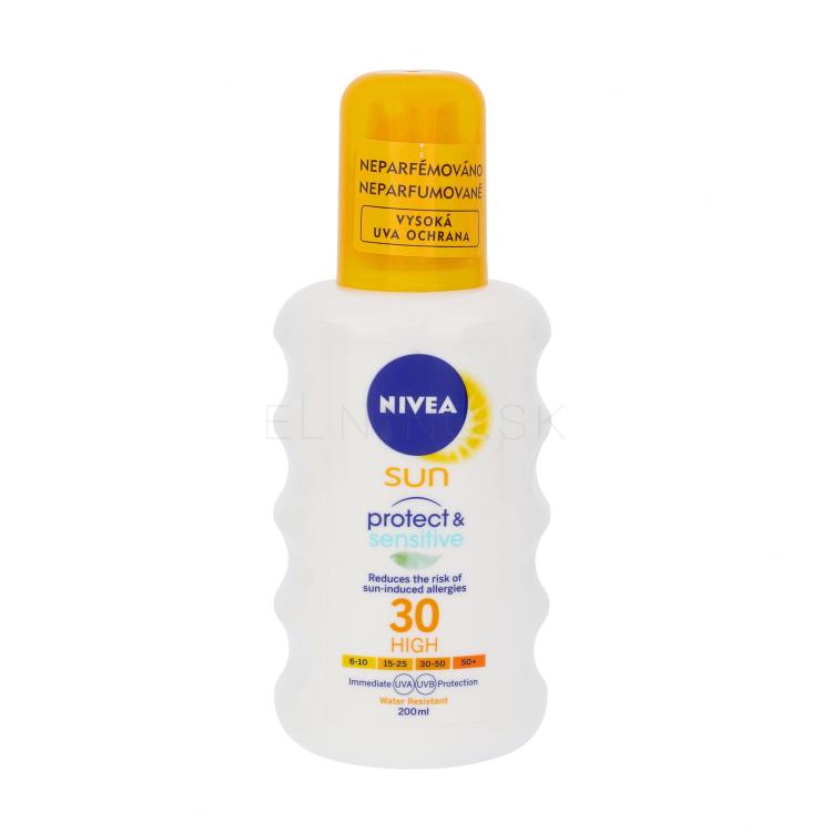 Nivea Sun Protect &amp; Sensitive Spray SPF30 Opaľovací prípravok na telo 200 ml