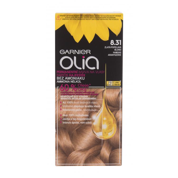 Garnier Olia Permanent Hair Color Farba na vlasy pre ženy 50 g Odtieň 8,31 Golden Ashy Blonde poškodená krabička
