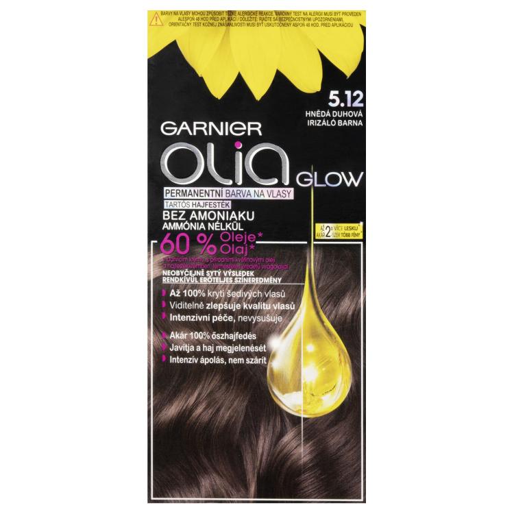 Garnier Olia Permanent Hair Color Glow Farba na vlasy pre ženy 50 g Odtieň 5.12 Brown Rainbow