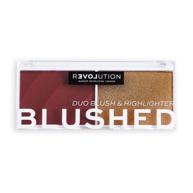 Revolution Relove Colour Play Blushed Duo Blush &amp; Highlighter Kontúrovacia paletky pre ženy 5,8 g Odtieň Wishful