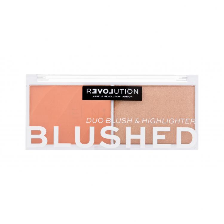 Revolution Relove Colour Play Blushed Duo Blush &amp; Highlighter Dekoratívna kazeta pre ženy 5,8 g Odtieň Queen