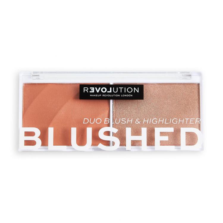 Revolution Relove Colour Play Blushed Duo Blush &amp; Highlighter Kontúrovacia paletky pre ženy 5,8 g Odtieň Queen