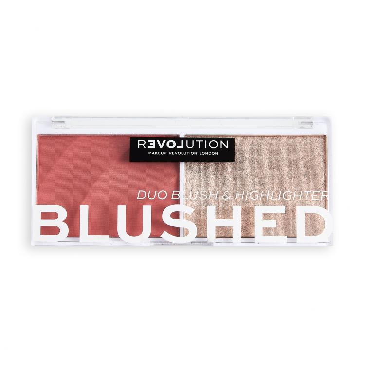 Revolution Relove Colour Play Blushed Duo Blush &amp; Highlighter Kontúrovacia paletky pre ženy 5,8 g Odtieň Cute