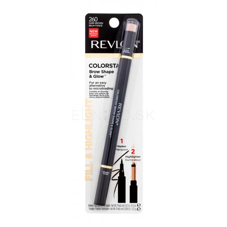 Revlon Colorstay Brow Shape &amp; Glow Ceruzka na obočie pre ženy 0,83 g Odtieň 260 Dark Brown
