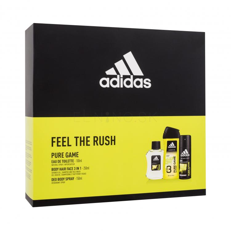 Adidas Pure Game Darčeková kazeta toaletná voda 100 ml + sprchovací gél 250 ml + dezodorant 150 ml