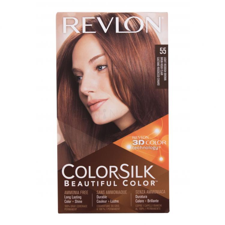 Revlon Colorsilk Beautiful Color Farba na vlasy pre ženy Odtieň 55 Light Reddish Brown Set poškodená krabička