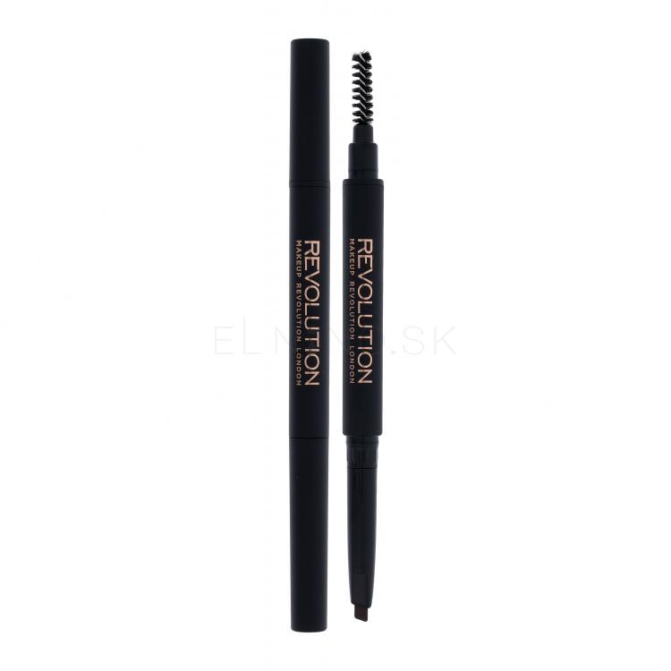 Makeup Revolution London Duo Brow Definer Ceruzka na obočie pre ženy 0,15 g Odtieň Brown poškodená krabička