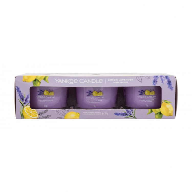 Yankee Candle Lemon Lavender Darčeková kazeta vonná sviečka 3 x 37 g