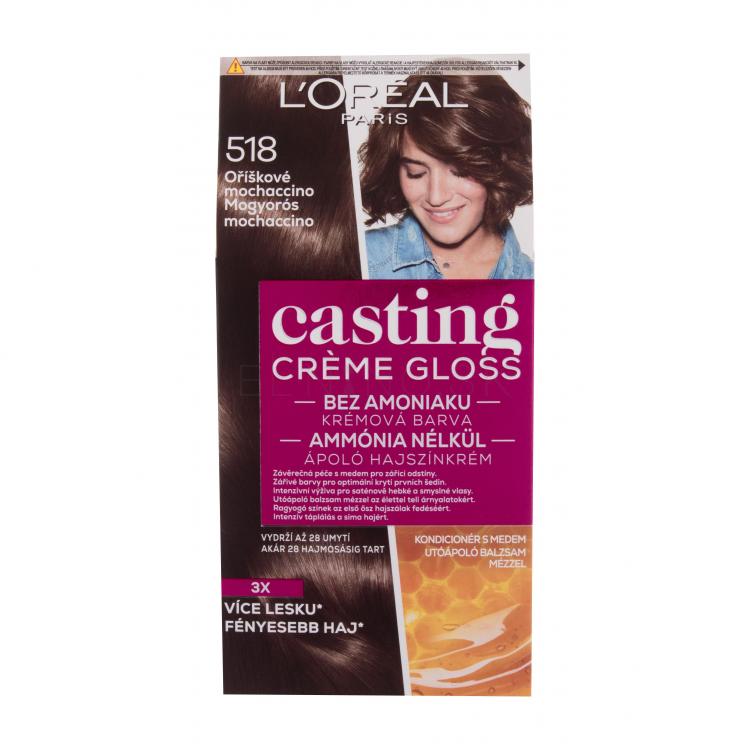 L&#039;Oréal Paris Casting Creme Gloss Farba na vlasy pre ženy 48 ml Odtieň 518 Hazelnut Mochaccino poškodená krabička