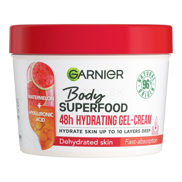Garnier Body Superfood 48h Hydrating Gel-Cream Watermelon &amp; Hyaluronic Acid Telový krém pre ženy 380 ml