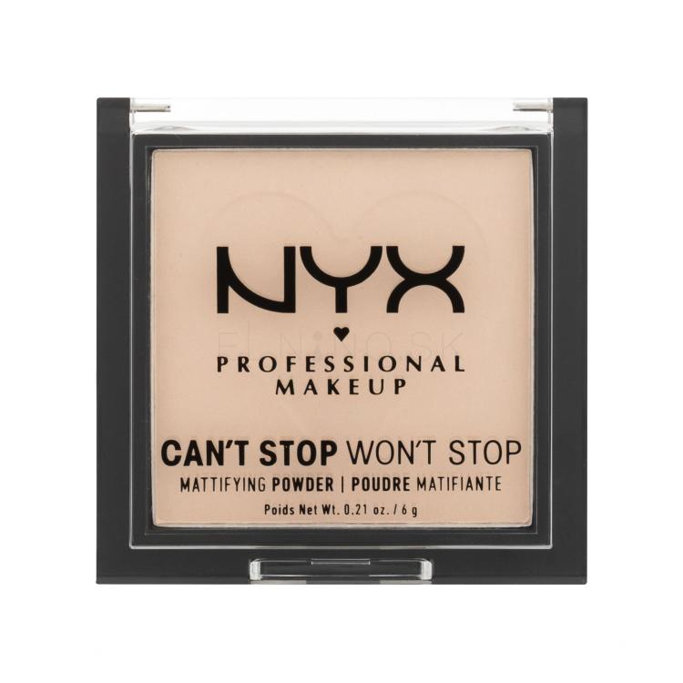 NYX Professional Makeup Can&#039;t Stop Won&#039;t Stop Mattifying Powder Púder pre ženy 6 g Odtieň 02 Light