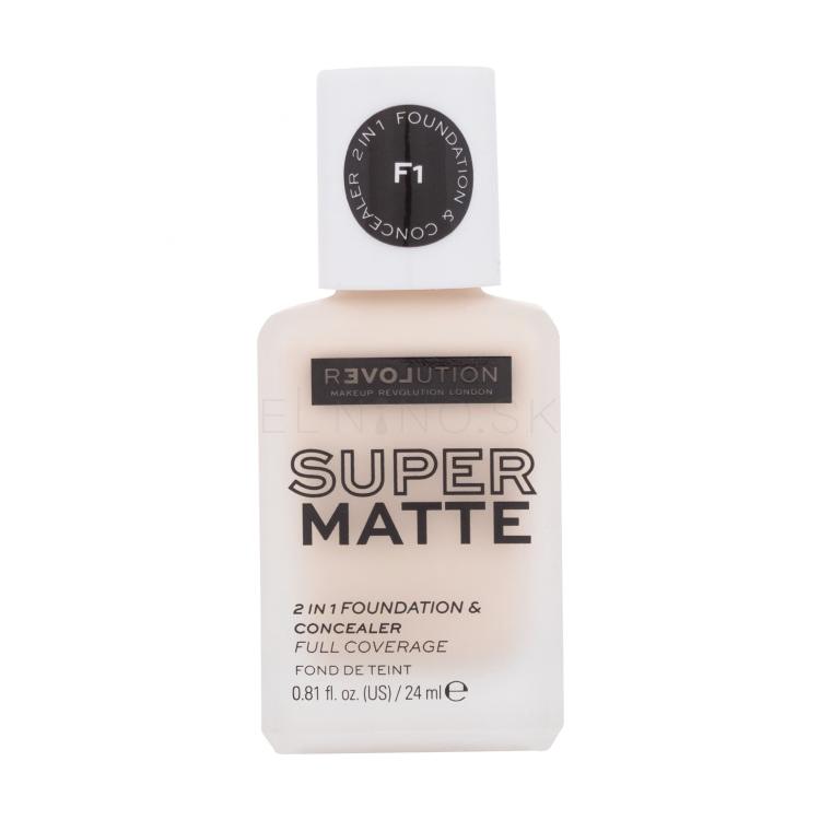 Revolution Relove Super Matte 2 in 1 Foundation &amp; Concealer Make-up pre ženy 24 ml Odtieň F1
